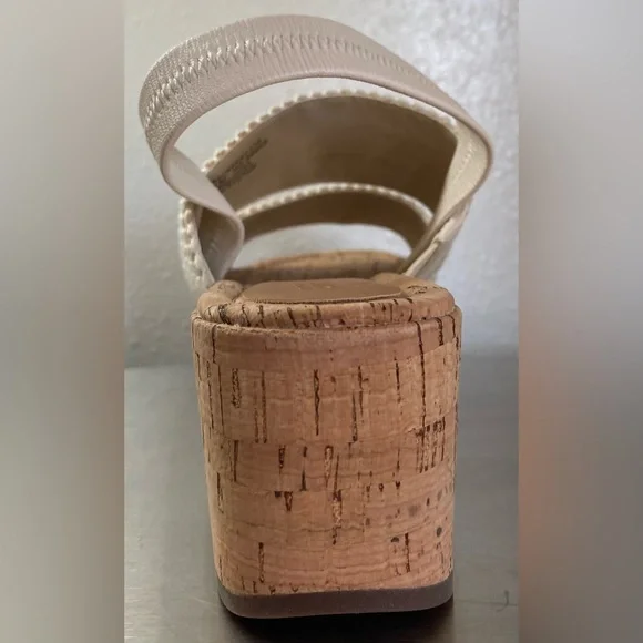 Women's Cream Woven Platform Slingback Sandals - Picture 7 of 8